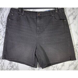 Terra & Sky Plus Size Washed Black Denim Shorts Size 1X  Elastic Back & Pockets
